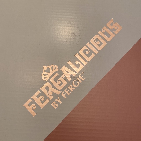 NWT Fergalicious taupe color, open toe shoe boot with  heel is made of wood - Picture 8 of 8